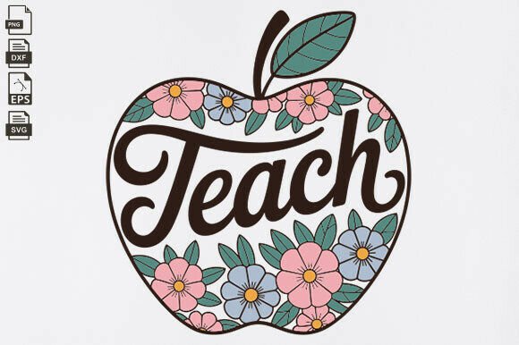 Retro Teach Apple SVG for Crafts & Graphics